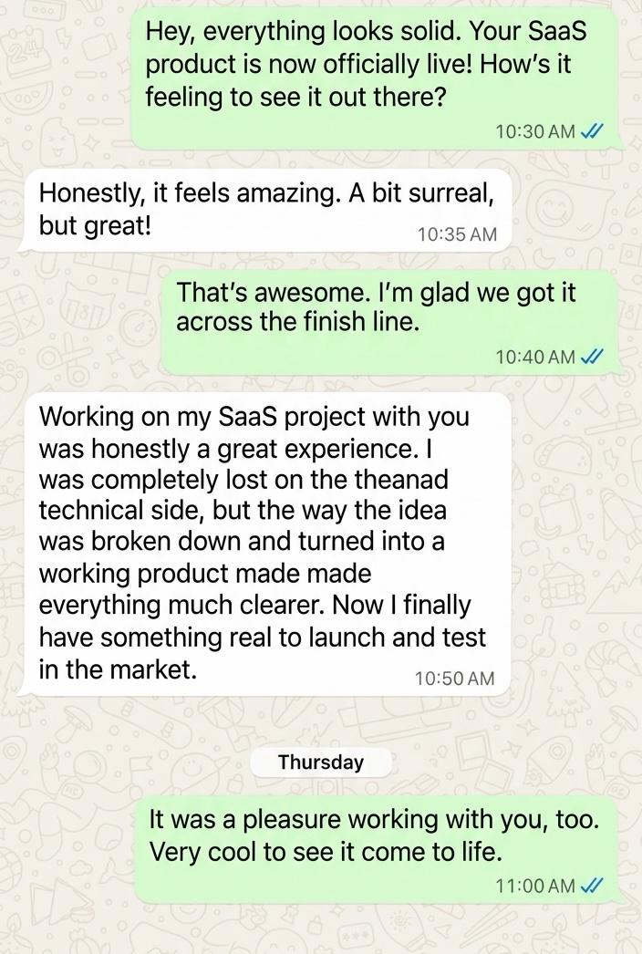 Conversation about launching a SaaS product