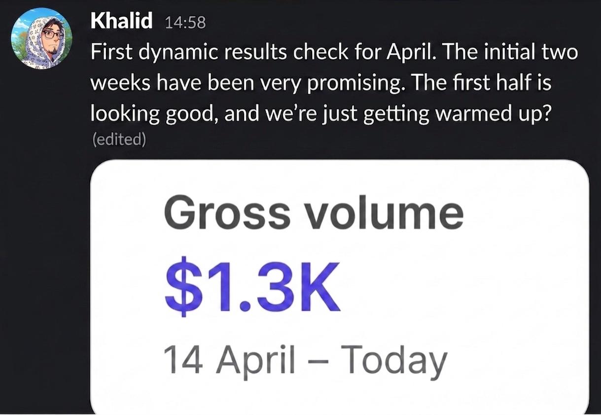 Gross volume results shared by a founder