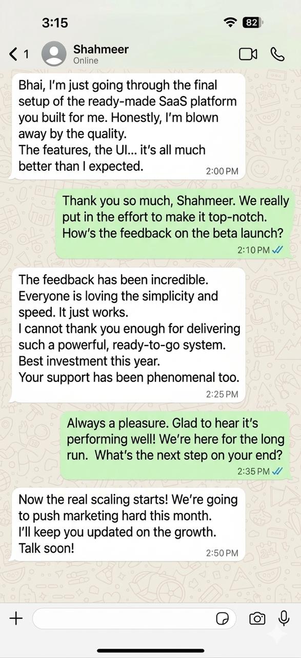 Founder feedback on their delivered SaaS platform